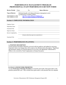 PERFORMANCE MANAGEMENT PROGRAM PROFESSIONAL STAFF PERFORMANCE REVIEW FORM  Section 1: EMPLOYEE INFORMATION