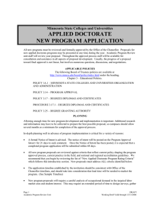 APPLIED DOCTORATE NEW PROGRAM APPLICATION Minnesota State Colleges and Universities