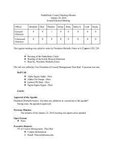Panhellenic Council Meeting Minutes January 28, 2016 Formal Election Meeting