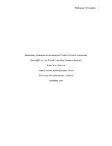 Preliminary Evaluation  1  National Center for School Counseling Outcome Research