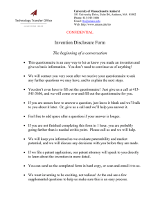 Invention Disclosure Form  The beginning of a conversation