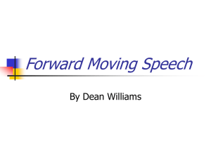 Forward Moving Speech By Dean Williams
