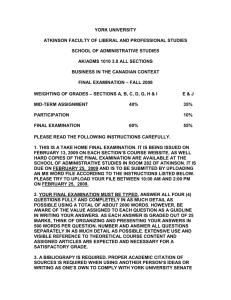 YORK UNIVERSITY ATKINSON FACULTY OF LIBERAL AND PROFESSIONAL STUDIES