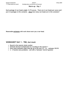 WORKSHEET DAY 1 – TBD, but must: Warm-up – Day 1