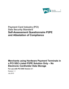 Self-Assessment Questionnaire P2PE and Attestation of Compliance
