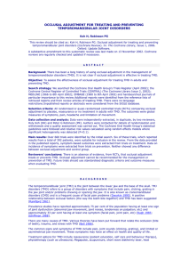 OCCLUSAL ADJUSTMENT FOR TREATING AND PREVENTING TEMPOROMANDIBULAR JOINT DISORDERS