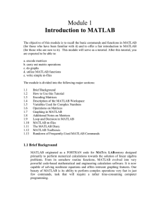 Module 1 Introduction to MATLAB