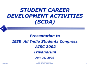 STUDENT CAREER DEVELOPMENT ACTIVITIES (SCDA) Presentation to