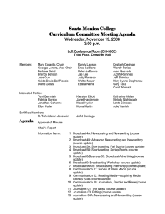 Santa Monica College Curriculum Committee Meeting Agenda Wednesday, November 19, 2008