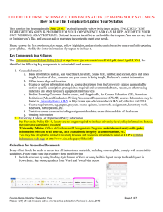 DELETE THE FIRST TWO INSTRUCTION PAGES AFTER UPDATING YOUR SYLLABUS
