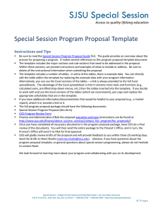 SJSU Special Session  Special Session Program Proposal Template