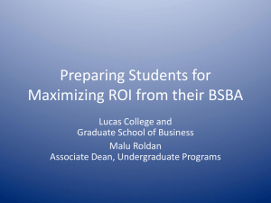 Preparing Students for Maximizing ROI from their BSBA Lucas College and