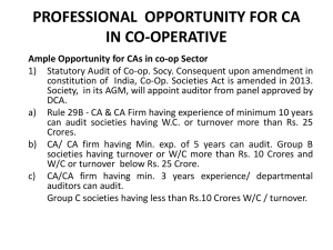 PROFESSIONAL  OPPORTUNITY FOR CA IN CO-OPERATIVE
