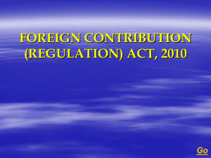 FOREIGN CONTRIBUTION (REGULATION) ACT, 2010 Go