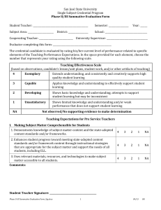 Phase II/III Summative Evaluation Form San José State University Student Teacher: _______________________________________________