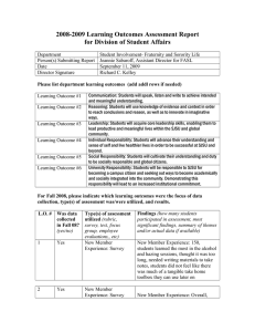 2008-2009 Learning Outcomes Assessment Report for Division of Student Affairs