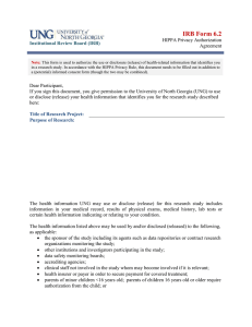 IRB Form 6.2 Institutional Review Board (IRB)  HIPPA Privacy Authorization