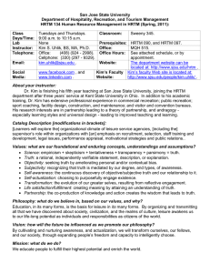 San Jose State University Department of Hospitality, Recreation, and Tourism Management