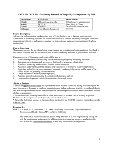 HRTM 104 / BUS 104 - Marketing Research in Hospitality...