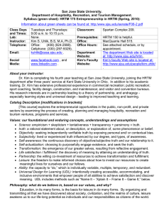 San Jose State University. Department of Hospitality, Recreation, and Tourism Management.