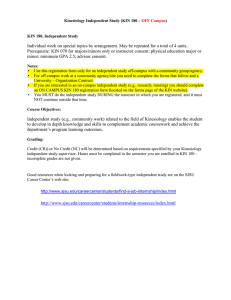 Individual work on special topics by arrangement. May be repeated... Prerequisite: KIN 070 for majors/minors only or instructor consent; physical...