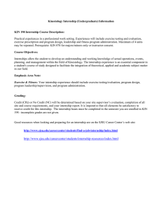 Kinesiology Internship (Undergraduate) Information KIN 198 Internship Course Description: