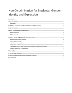 Non-Discrimination for Students:  Gender Identity and Expression Contents
