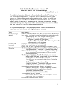 Study Guide for Final Examination – Business 187 Professor Wood