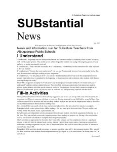 SUBstantial News I Understand News and Information Just for Substitute Teachers from
