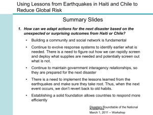 Summary Slides Using Lessons from Earthquakes in Haiti and Chile to