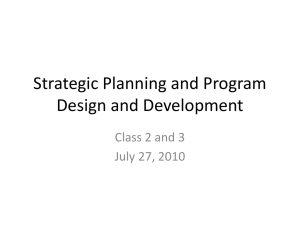 Strategic Planning and Program Design and Development Class 2 and 3