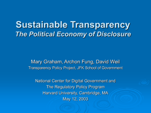 Sustainable Transparency The Political Economy of Disclosure