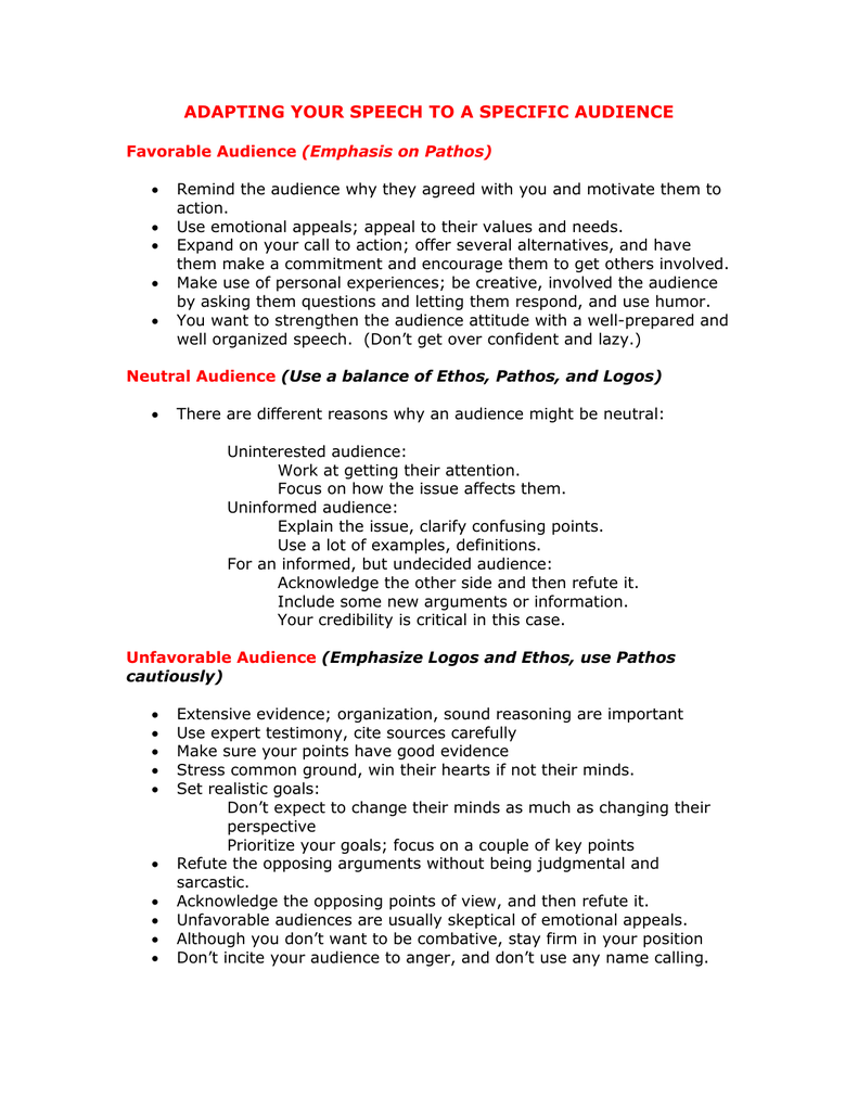 principles of speech writing focusing on audience profile