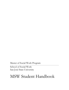 MSW Student Handbook Master of Social Work Program School of Social Work