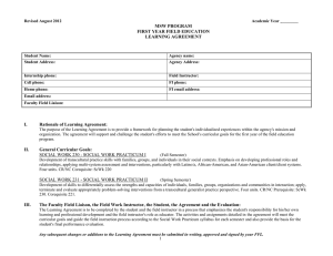 MSW PROGRAM FIRST YEAR FIELD EDUCATION LEARNING AGREEMENT