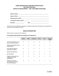 Initial Assessment of Student Performance by Field Instructor