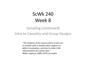 ScWk 240 Week 8 Sampling (continued) Intro to Causality and Group Designs