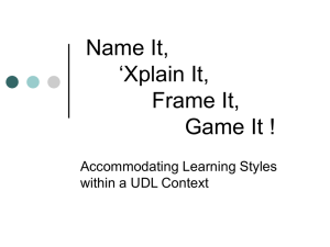 Name It, ‘Xplain It, Frame It, Game It !
