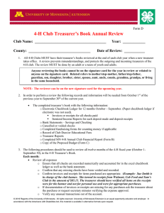 4-H Club Treasurer’s Book Annual Review