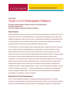 Youth in 4-H Participation Patterns YOUTH DEVELOPMENT RESEARCH REPORT