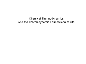 Chemical Thermodynamics And the Thermodynamic Foundations of Life
