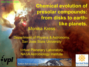 Chemical evolution of presolar compounds: from disks to earth- like planets.