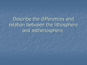 Describe the differences and relation between the lithosphere and asthenosphere.