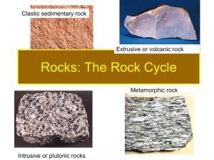 Rocks: The Rock Cycle Clastic sedimentary rock Extrusive or volcanic rock Metamorphic rock