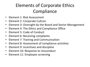 Elements of Corporate Ethics Compliance