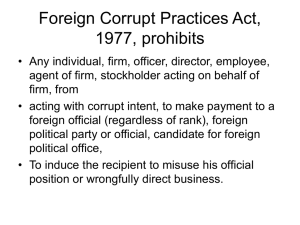 Foreign Corrupt Practices Act, 1977, prohibits