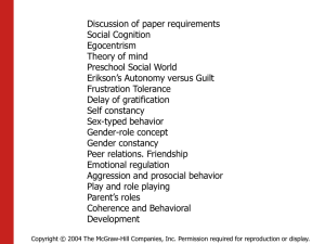 Discussion of paper requirements Social Cognition Egocentrism Theory of mind