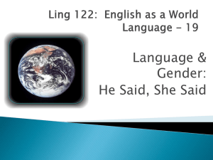 Language &amp; Gender: He Said, She Said