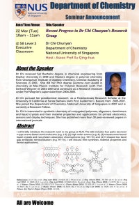 Department of Chemistry Seminar Announcement About the Speaker