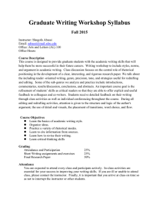 Graduate Writing Workshop Syllabus Fall 2015